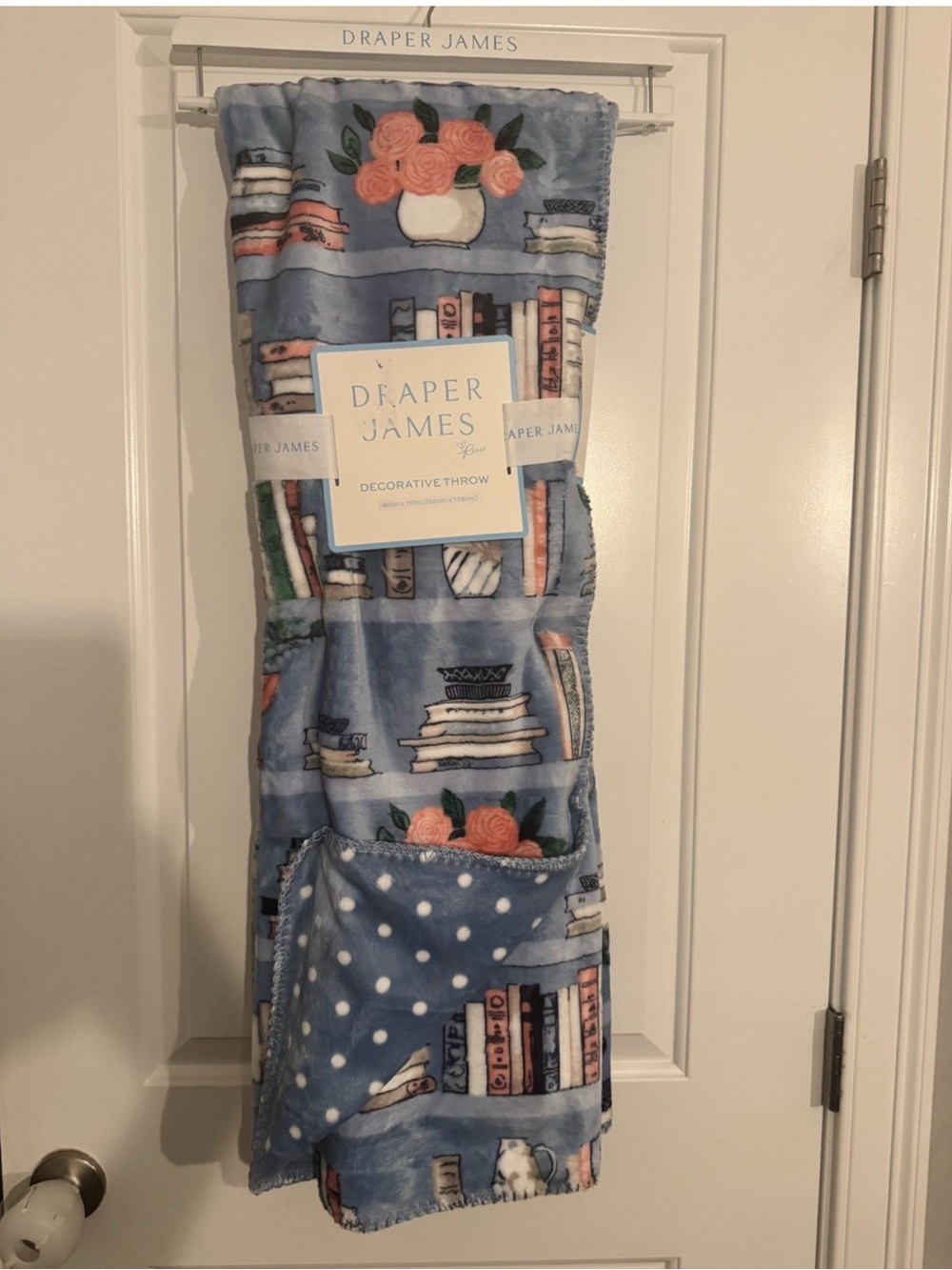 Draper James Blue Floral & Books Cozy Throw